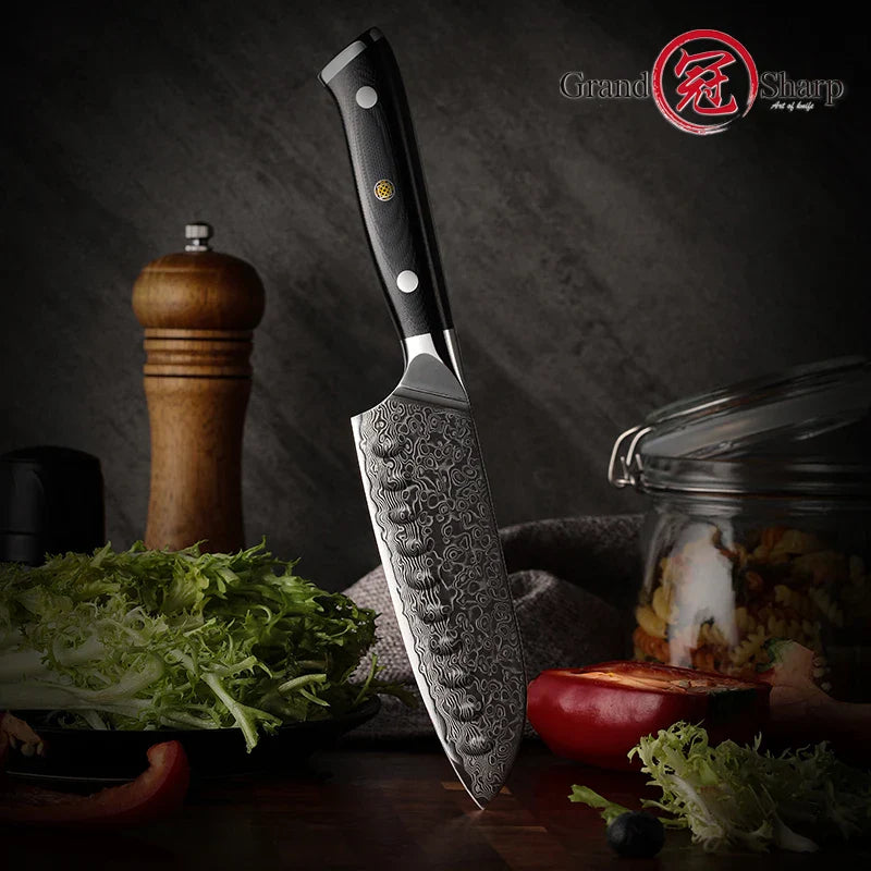 5 Inch Santoku Knife Japanese Damascus Stainless Steel 67 Layers Japanese Damascus Kitchen Knives Professional Chef's Tools