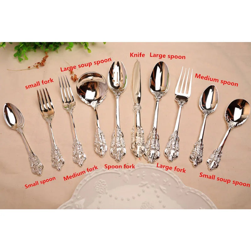 1pcs Luxury Western Silverware Cutlery Dinnerware Set Flatware Steak Knife Fork Spoon Dinner Tableware Restaurant Kitchen Tool