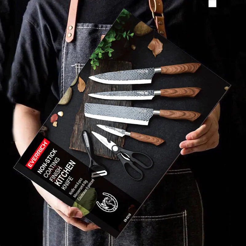 Stainless Steel Kitchen Knives Set Tools Forged Kitchen Knife Scissors Ceramic Peeler Chef Slicer Nakiri Paring Knife Gift Case