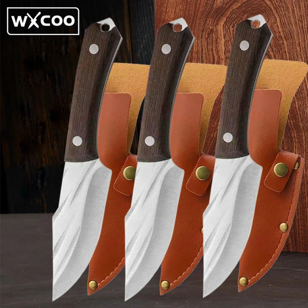 Professional Chef Knives Kitchen Boning Knife Stainless Steel Hand Forged Knife Slicing Fishing Butcher Meat Cleaver with Sheath