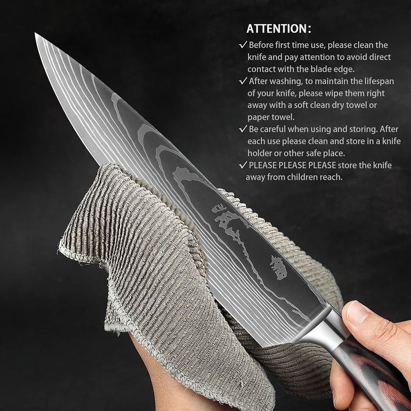 XITUO Sharp Kitchen Knives 8“ Santoku Chef Knife Damascus Pattern Cleaver Slicing Knives Cut Vegetable and meat cooking knife
