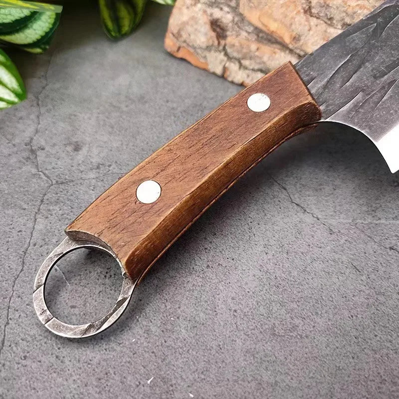 Stainless Steel Boning Knife Forged Meat Cleaver Vegetable Slicing Knife Fish Knife Small Kitchen Knives with Wooden Handle