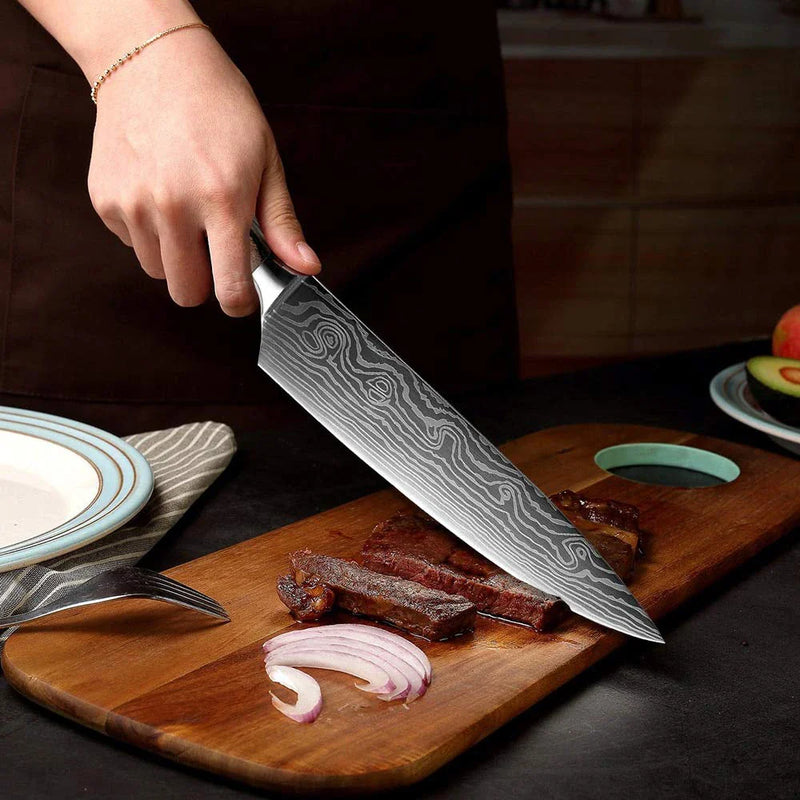 XITUO Sharp Kitchen Knives 8“ Santoku Chef Knife Damascus Pattern Cleaver Slicing Knives Cut Vegetable and meat cooking knife