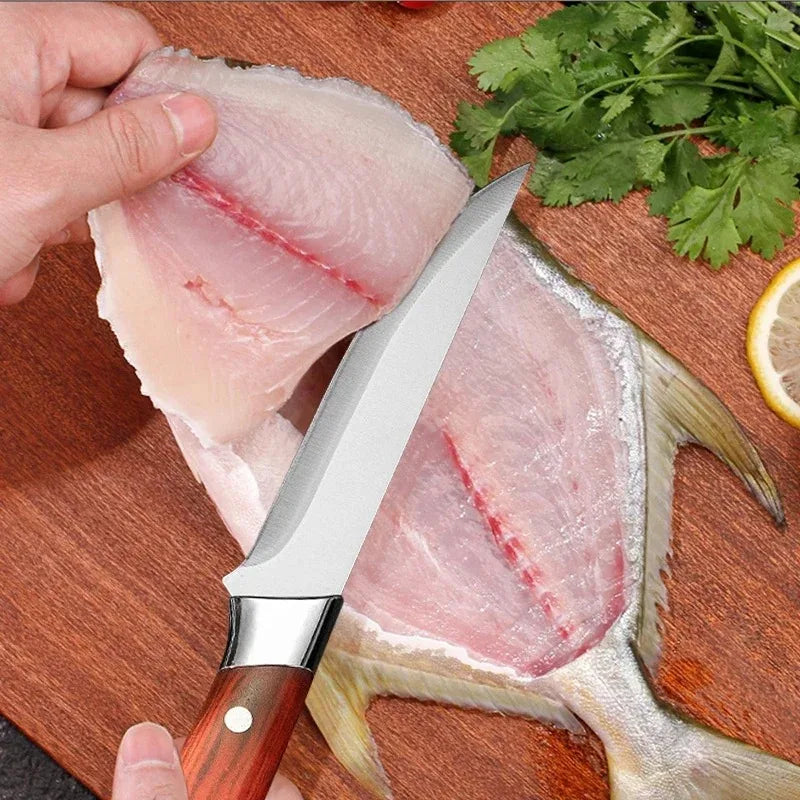 Stainless Steel Butcher Knife Kitchen Knives BBQ Camping Outdoor Tool Forged Boning Knife Fishing Hunting Knife Handmade Slicing