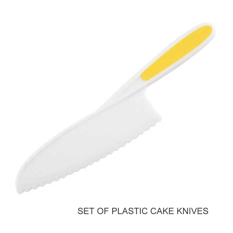 3PCS/Set Kitchen Cooking Sawtooth Knife Kids Chef Toddler Cooking Plastic  Knives Slicing Paring Fruit Vegetable Cutter Knife