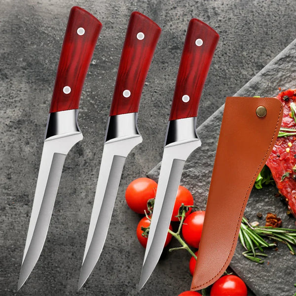 Stainless Steel Boning Knife Kitchen Meat Cleaver Sharp Vegetable Fruit Paring Knife Chef Slicing Knife  Fish Cutting with Cover