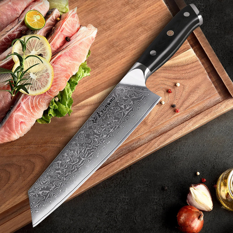 TURWHO 8.5" Japanese Best Kiritsuke Knife 67 Layers Damascus Steel Professional Chef Slicing Meat Cleaver Beef Kitchen Knives