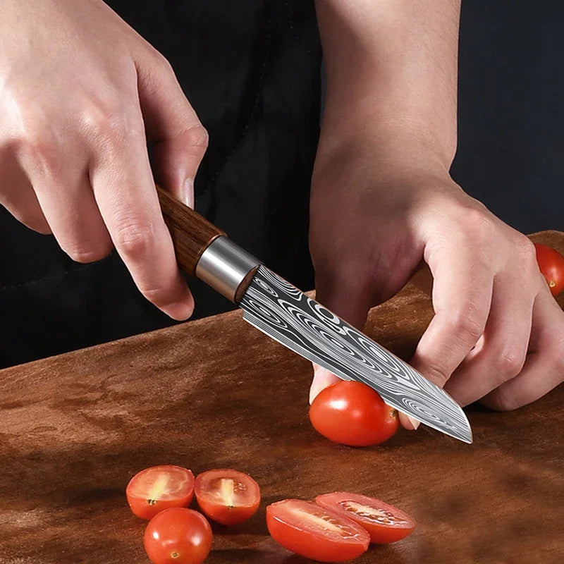 3.5inch Kitchen Knives Meat Cutter Fruit Paring Knife Househould Chef Knife Vegetable Fruit Slicing Knife Damascus Utility Knife