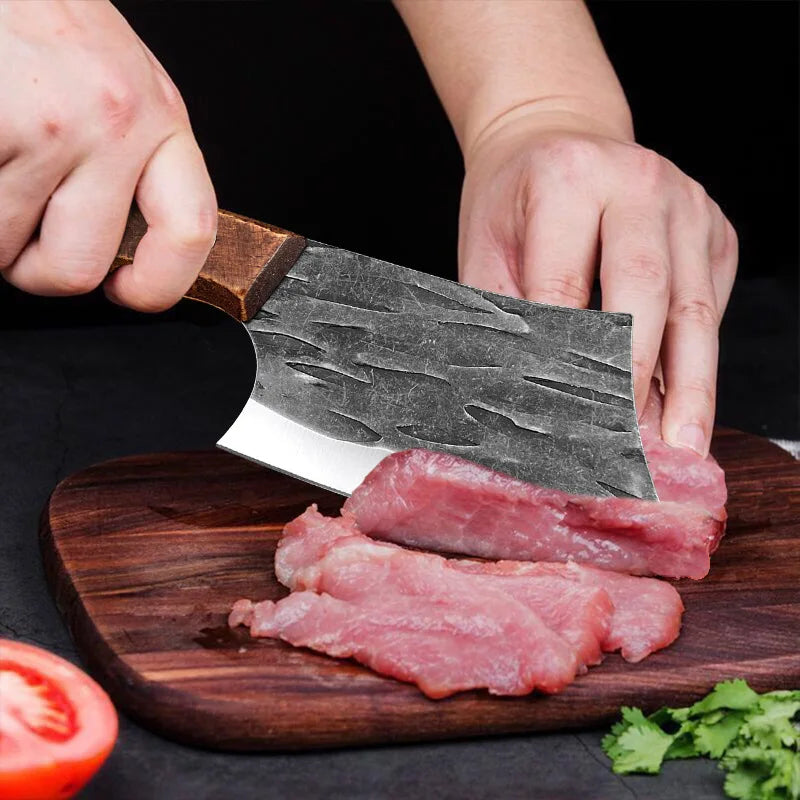 Stainless Steel Boning Knife Forged Meat Cleaver Vegetable Slicing Knife Fish Knife Small Kitchen Knives with Wooden Handle