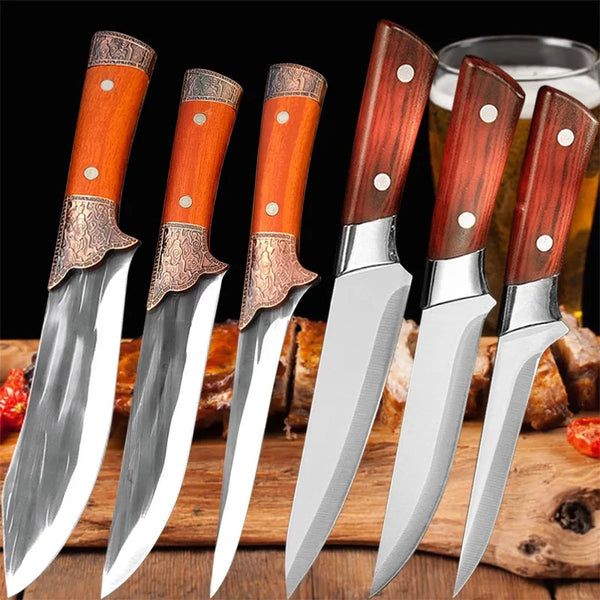 Stainless Steel Butcher Knife Kitchen Knives BBQ Camping Outdoor Tool Forged Boning Knife Fishing Hunting Knife Handmade Slicing