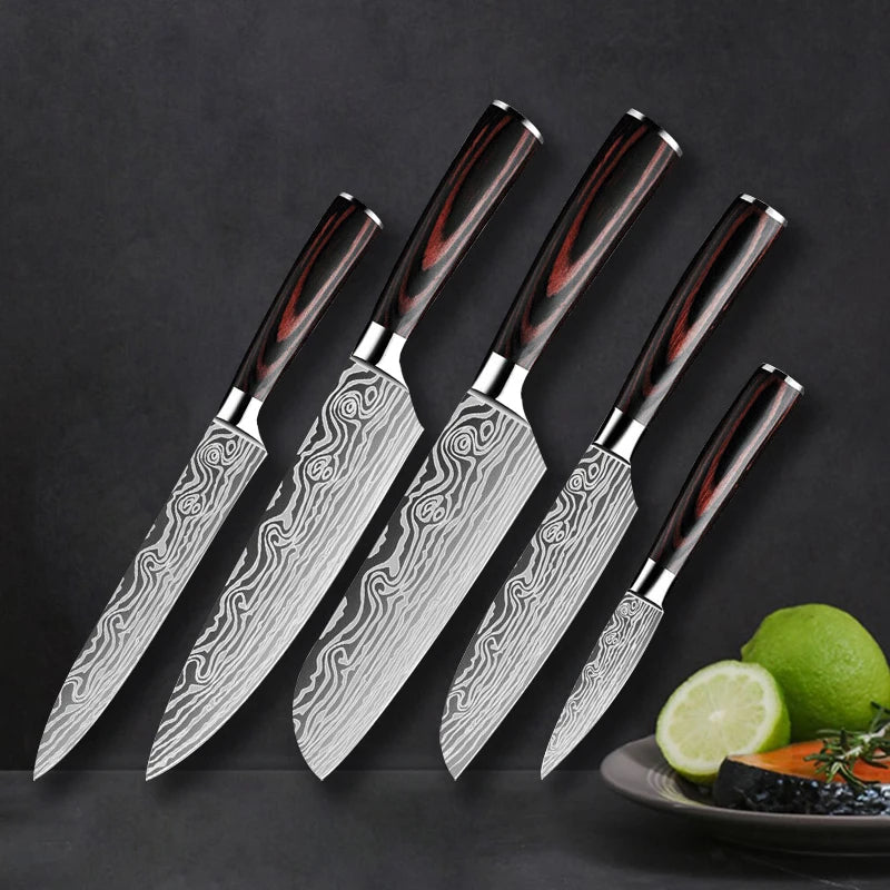 5PCS Chef Knife Set Stainless Steel For Kitchen - Micknives